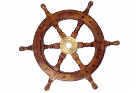 Wooden with Brass Hab Ship Wheel Decoration