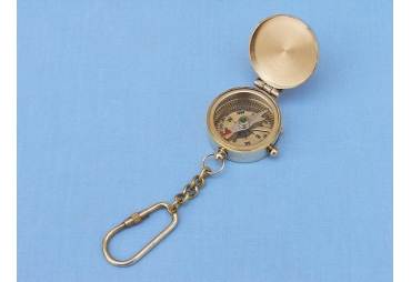 Brass Compass w/Lid Key Chain
