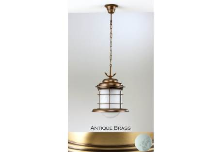 Antique Brass with Engraved Boat Matte Glass from the Caravela Collection Nautical Themed Lighting 