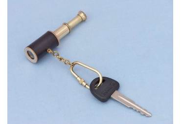 Brass with Leather Spyglass Key Chain 4"