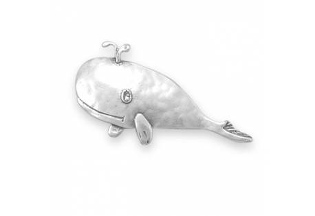 Oxidized sterling silver whale pin