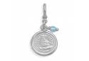 "Such is Life" Ship Charm with Blue Topaz