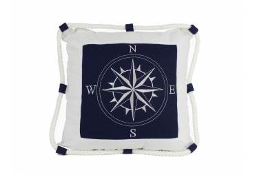 Compass With Nautical Rope Decorative Throw Pillow 16"