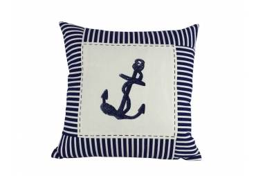 Anchor Nautical Stripes Decorative Throw Pillow 16"