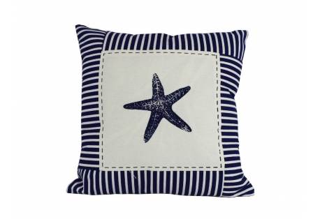 Starfish Nautical Stripes Decorative Throw Pillow 16"