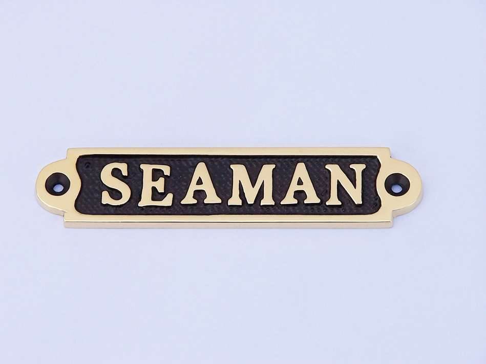 Solid Brass/Black Seaman Sign 4 - GoNautical