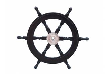 Wooden Black Pirate Ship Wheel 24"