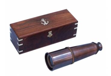 Admiral's Antique Copper Spyglass Telescope 27" with Rosewood Box