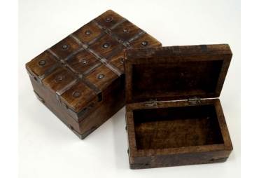 Nested Wooden Pirate Chest Pair