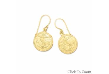 14 Karat Gold Plated Anchor Earrings