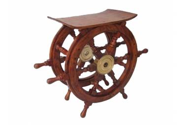 Wood and Brass Ship Wheel Table 24"