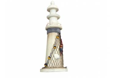 Wooden Shell Netted Lighthouse 12"