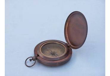 Bronzed Captains Push Button Compass 3"