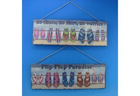 Wooden Flip Flop Wall Plaques 24" - Set of 2