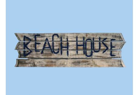 Wooden White Beach House Sign w/Pegs 38"