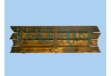 Wooden Brown Beach House Sign w/Pegs 38"