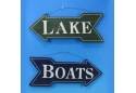 Wooden Lake and Boats Arrow Wall Plaques 18" - Set of 2