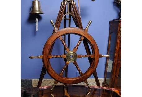 Ship Wheel With Brass Handles, Ship's Steering Wheel