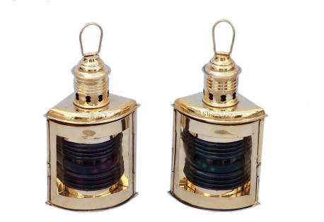 Solid Brass Port and Starboard Oil Lantern 12"