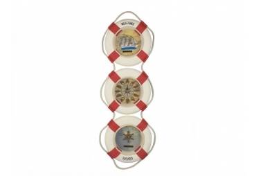 Red Triple Decorative Lifering Welcome Aboard Clock 25"