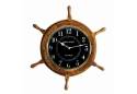 Wooden Black-Faced Ship Wheel Clock 18"
