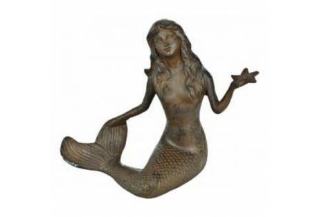 Rustic Cast Iron Large Mermaid 15"