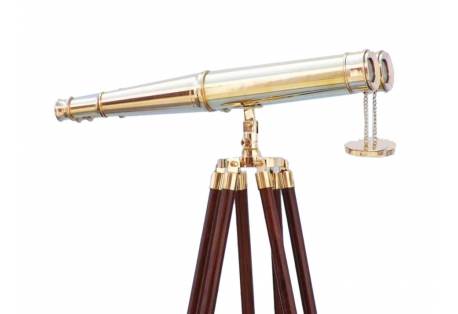 Telescope Binoculars on Wooden Tripod 