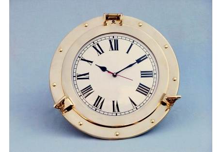 Brass Porthole Clock 14"