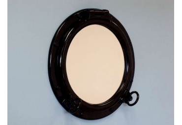 Gloss Black Finish Porthole Mirror 20"