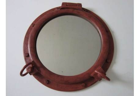 Rusted Iron Porthole Mirror 20"