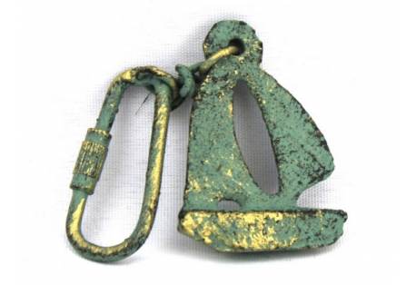 Antique Bronze Cast Iron Sailboat Key Chain 5"