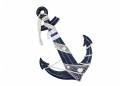 Anchor w/ Hook Rope and Shells 24" Wooden Rustic Blue