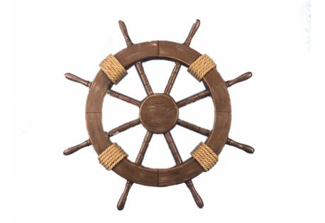  Rustic Wood Finish Decorative Ship Wheel 