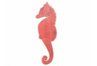 Wooden Rustic Red Wall Mounted Seahorse Decoration 36"