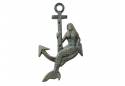 Antique Seaworn Bronze Cast Iron Mermaid Anchor 9"