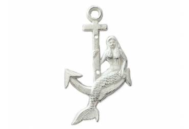 Whitewashed Cast Iron Mermaid Anchor 9"