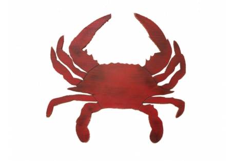 Beach House Decor Wooden Red Crab 