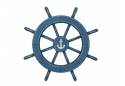 Rustic  Blue Decorative Ship Wheel With Anchor 18"