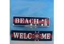Wooden Beach Welcome Nautical Wall Plaque 19" - Set of 2