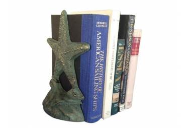 Set of 2- Antique Seaworn Bronze Cast Iron Starfish Book Ends 11"