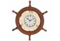 Wood Brass Ship Wheel Porthole  Clock