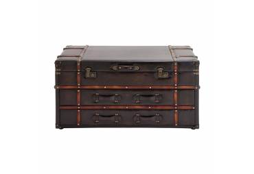 Leather/Wood Coffee Table Hidden Storage Compartment 