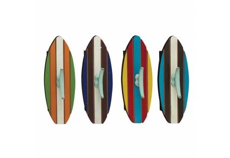 Nautical Wall Decor Surfboards Wood Metal Wall Hook Set of 4