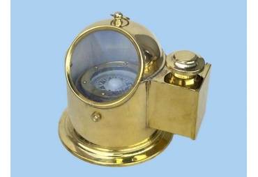 Solid Brass Binnacle Compass w/ Oil Lamp 7"