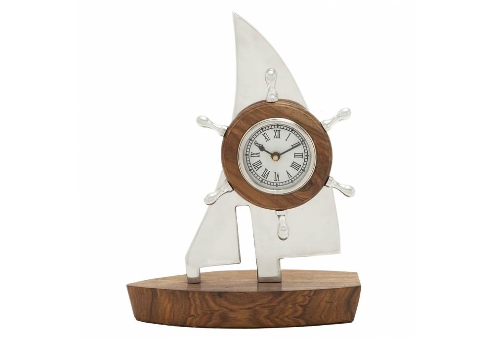 Aluminum Wooden Boat Clock Nautical Decoration