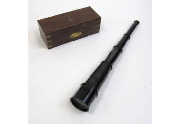 Brass Antique Captain Spyglass Telescope 15" with Rosewood Box