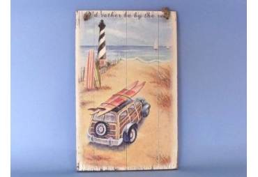 I'd Rather be by the Sea Wooden Sign 16"