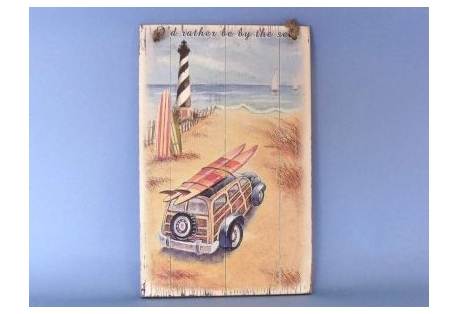 I'd Rather be by the Sea Wooden Sign 16"