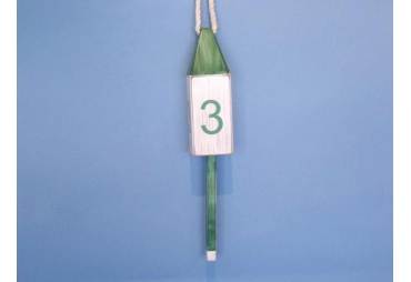 Wooden Vintage Dark Green Number 3 Squared Buoy 15"