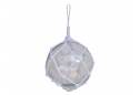 Clear Japanese Glass Ball Fishing Float With White Netting Decoration 12" 